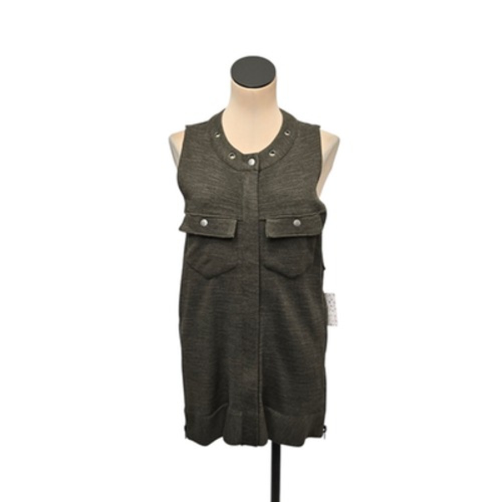 Free People Vest Womens XS Dark Olive Knit Utility Military Pockets‎ F456X954